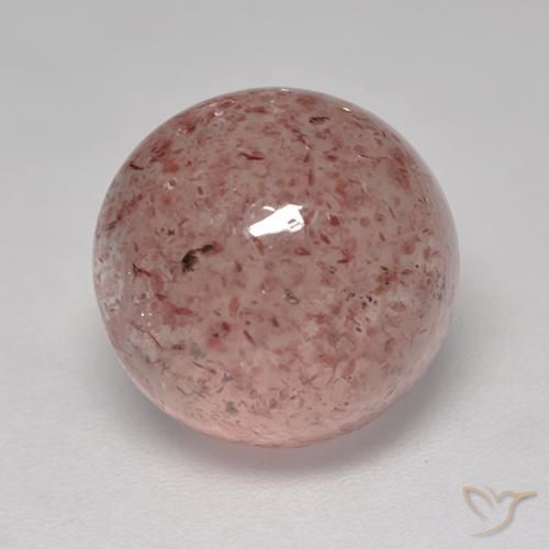 5.93ct Натуральный Светло-розовый разных оттенков Клубничный кварц, Круглый, Полупрозрачный