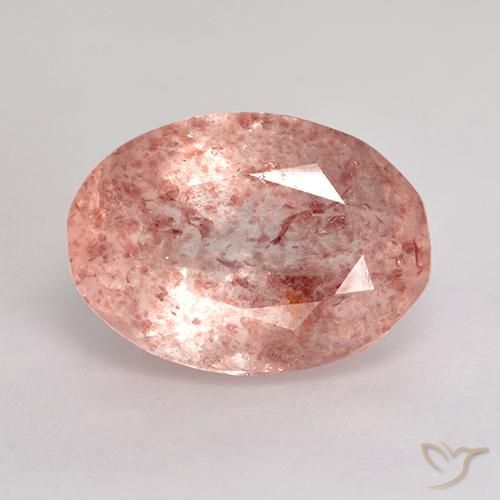 4.27ct Натуральный Средне-светло-розовый Клубничный кварц, Овал, Полупрозрачный