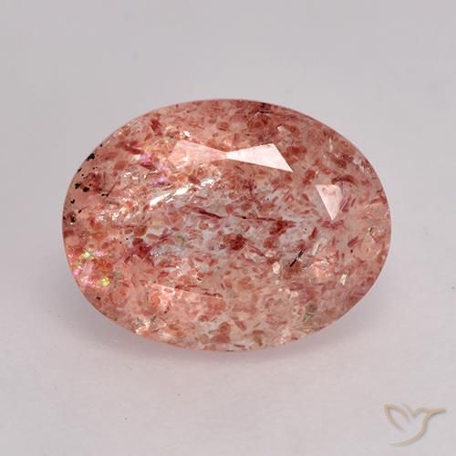 1.88ct Натуральный Средний розовый Клубничный кварц, Овал, Полупрозрачный