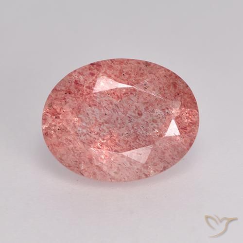 1.72ct Натуральный Оттенки розового Клубничный кварц, Овал, Полупрозрачный