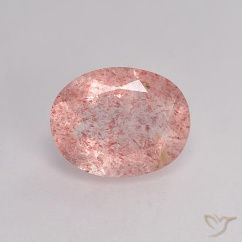 1.62ct Натуральный Средний розовый Клубничный кварц, Овал, Полупрозрачный