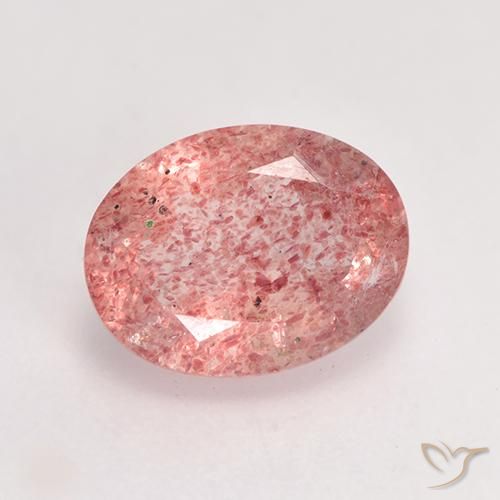 1.79ct Натуральный Средне-светло-розовый Клубничный кварц, Овал, Полупрозрачный