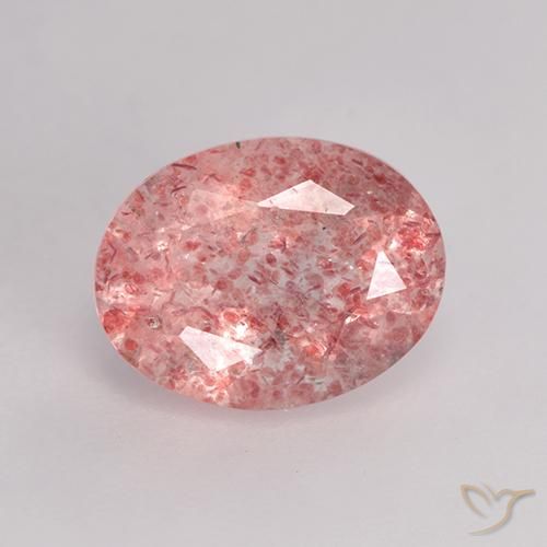 1.62ct Натуральный Светло-ярко-розовый Клубничный кварц, Овал, Полупрозрачный
