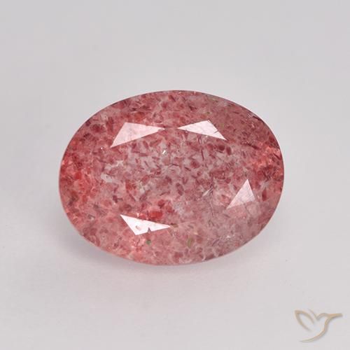 1.68ct Натуральный Средне-темно-розовый Клубничный кварц, Овал, Полупрозрачный