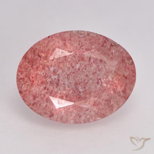 1.69ct Натуральный Средний розовый Клубничный кварц, Овал, Полупрозрачный