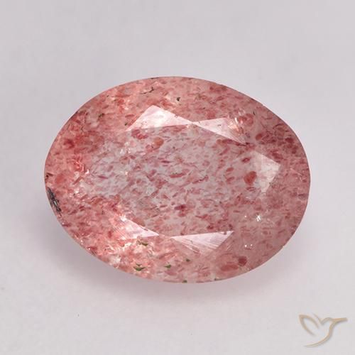 1.51ct Натуральный Средне-светло-розовый Клубничный кварц, Овал, Полупрозрачный