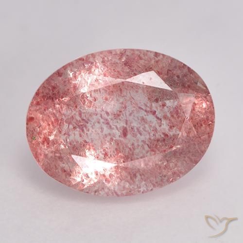 1.60ct Натуральный Средний розовый Клубничный кварц, Овал, Полупрозрачный