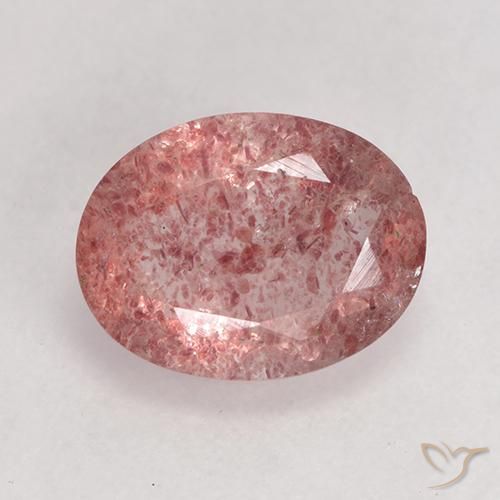 1.59ct Натуральный Средний розовый Клубничный кварц, Овал, Полупрозрачный