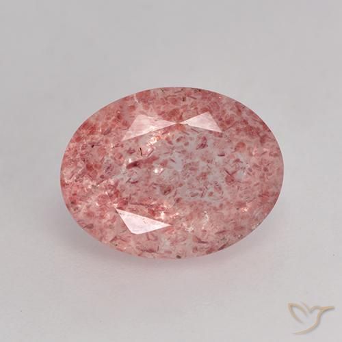 1.79ct Натуральный Средне-светло-розовый Клубничный кварц, Овал, Полупрозрачный