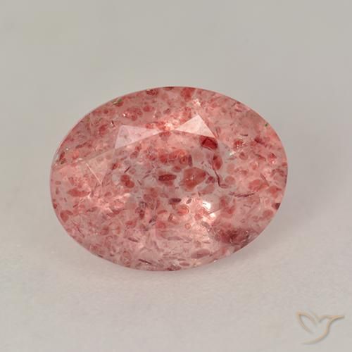 1.74ct Натуральный Средний розовый Клубничный кварц, Овал, Полупрозрачный