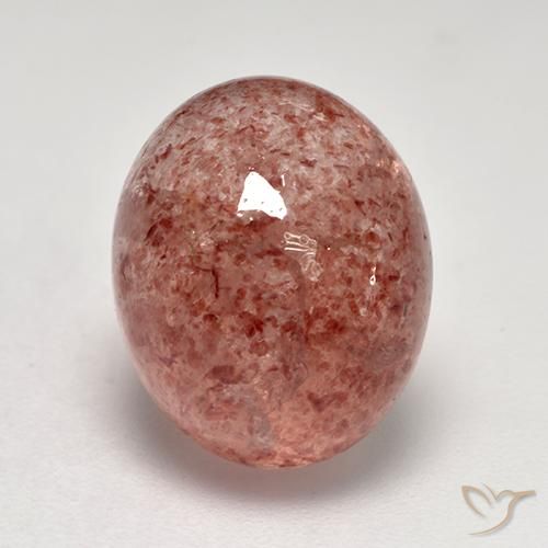 7.86ct Натуральный Светлый Кирпич Красный Клубничный кварц, Овал, Полупрозрачный