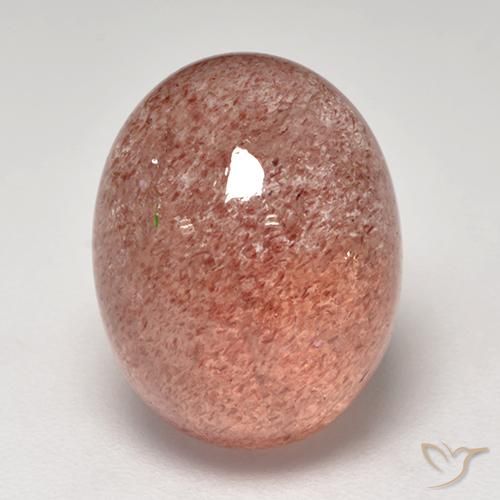 7.57ct Натуральный Оранжево-розовый Клубничный кварц, Овал, Полупрозрачный