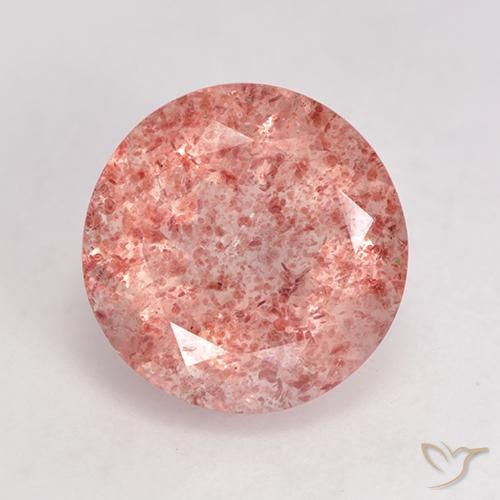 3.47ct Натуральный Светло-розовый разных оттенков Клубничный кварц, Круглый, Полупрозрачный