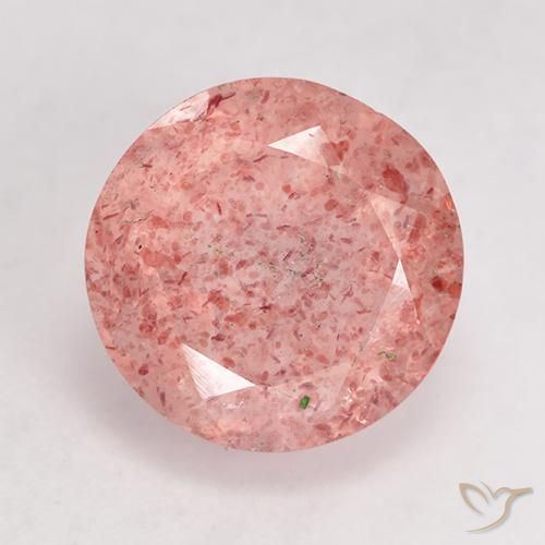 3.61ct Натуральный Светло-розовый разных оттенков Клубничный кварц, Круглый, Полупрозрачный