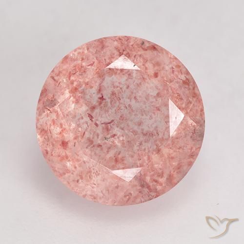 3.92ct Натуральный Светло-розовый разных оттенков Клубничный кварц, Круглый, Полупрозрачный