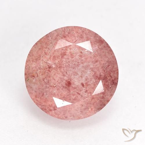3.59ct Натуральный Светло-розовый разных оттенков Клубничный кварц, Круглый, Полупрозрачный