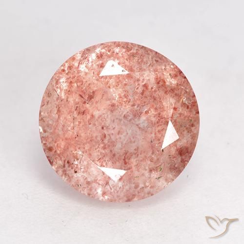 3.51ct Натуральный Средне-светло-розовый Клубничный кварц, Круглый, Полупрозрачный