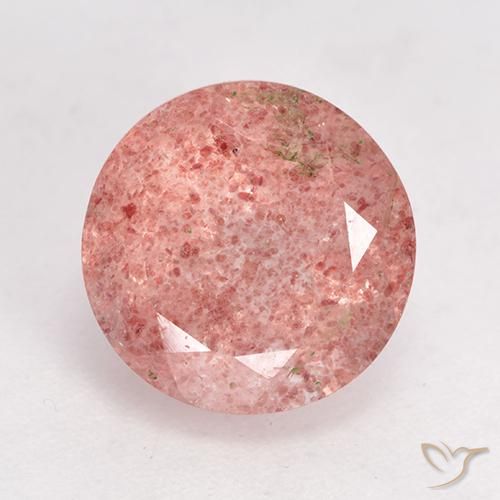 3.97ct Натуральный Средне-светло-розовый Клубничный кварц, Круглый, Полупрозрачный