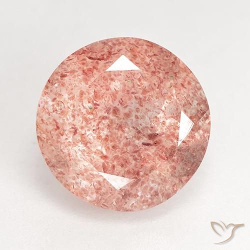 3.70ct Натуральный Розово-Оранжевый Клубничный кварц, Круглый, Полупрозрачный