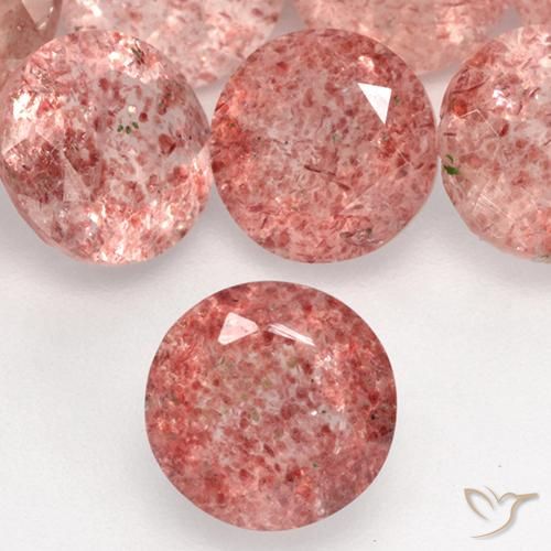 1.11ct Натуральный Средний розовый Клубничный кварц, Круглый, Полупрозрачный