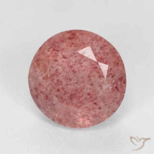 1.36ct Натуральный Средний розовый Клубничный кварц, Круглый, Полупрозрачный