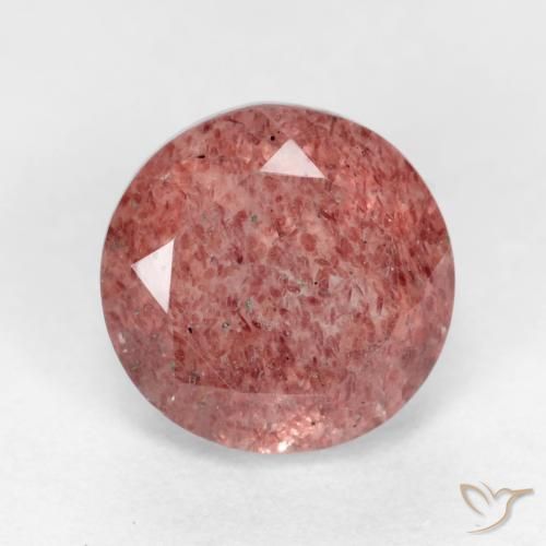 1.48ct Натуральный Малиново-розовый Клубничный кварц, Круглый, Полупрозрачный