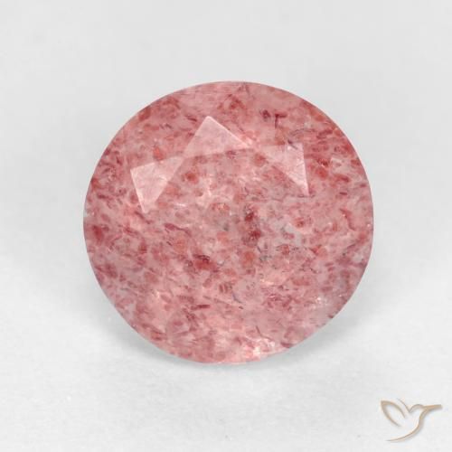 1.31ct Натуральный Средний розовый Клубничный кварц, Круглый, Полупрозрачный