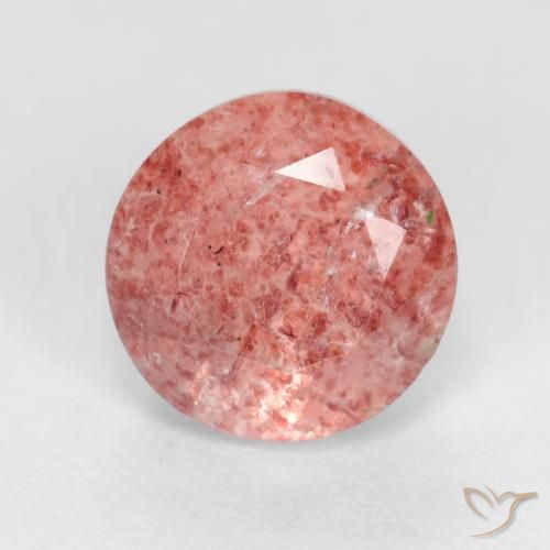 1.50ct Натуральный Красновато-розовый Клубничный кварц, Круглый, Полупрозрачный