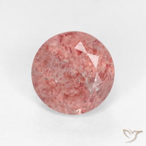 1.24ct Натуральный Светло-розовый разных оттенков Клубничный кварц, Круглый, Полупрозрачный
