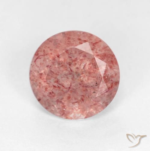 1.25ct Натуральный Средне-светло-розовый Клубничный кварц, Круглый, Полупрозрачный