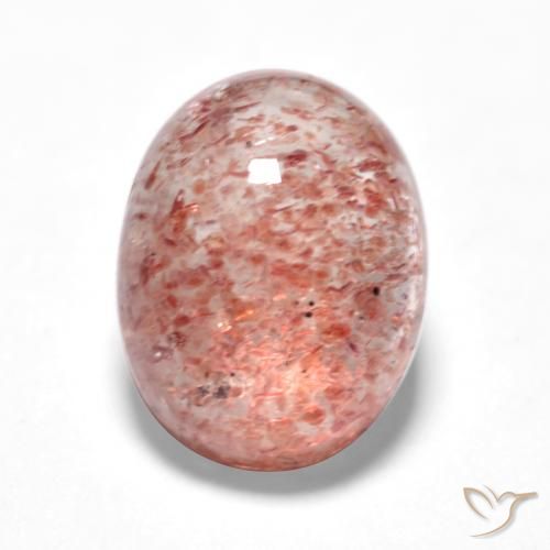 1.48ct Натуральный Средне-светло-розовый Клубничный кварц, Овал, Полупрозрачный