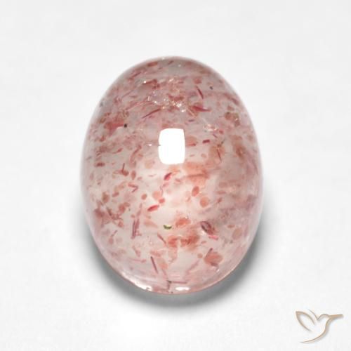 1.58ct Натуральный Фламинго Розовый Клубничный кварц, Овал, Полупрозрачный