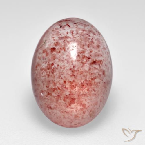 7.67ct Натуральный Средне-светло-розовый Клубничный кварц, Овал, Полупрозрачный