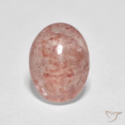 0.99ct Натуральный Средний розовый Клубничный кварц, Овал, Полупрозрачный