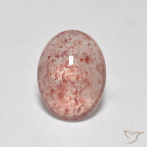 0.89ct Натуральный Светло-розовый Клубничный кварц, Овал, Полупрозрачный