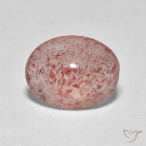 0.98ct Натуральный Средне-светло-розовый Клубничный кварц, Овал, Полупрозрачный