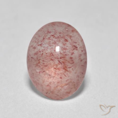 1.11ct Натуральный Средне-светло-розовый Клубничный кварц, Овал, Полупрозрачный