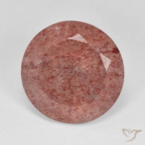6.90ct Натуральный Средний розовый Клубничный кварц, Круглый, Полупрозрачный