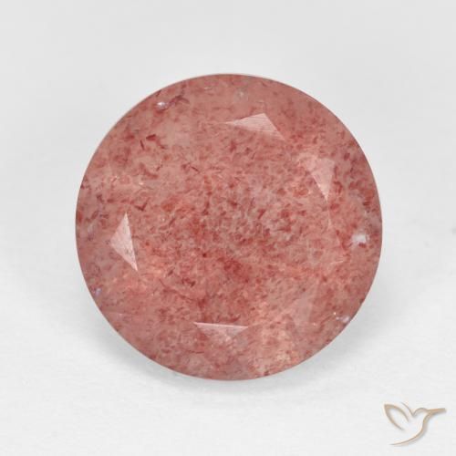 4.46ct Натуральный Средний розовый Клубничный кварц, Круглый, Полупрозрачный