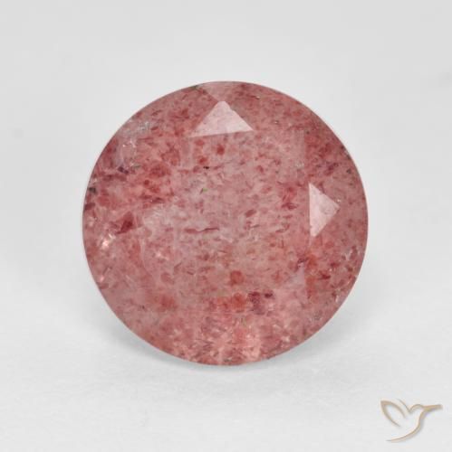 2.85ct Натуральный Средний розовый Клубничный кварц, Круглый, Полупрозрачный