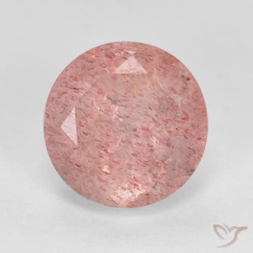 3.00ct Натуральный Землисто-розовый Клубничный кварц, Круглый, Полупрозрачный