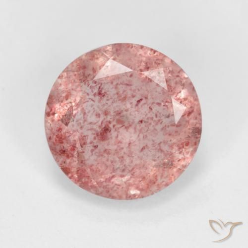 2.34ct Натуральный Светло-розовый разных оттенков Клубничный кварц, Круглый, Полупрозрачный