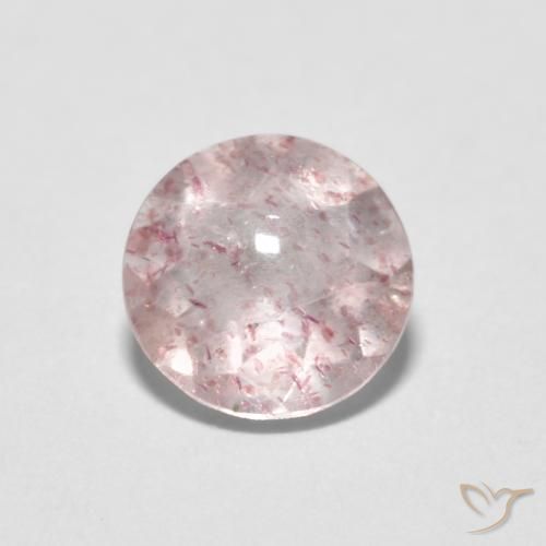 1.09ct Натуральный Светло-розовый Клубничный кварц, Круглый, Прозрачный