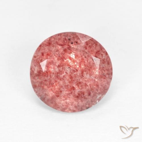 1.52ct Натуральный Индийский Красный Клубничный кварц, Круглый, Прозрачный