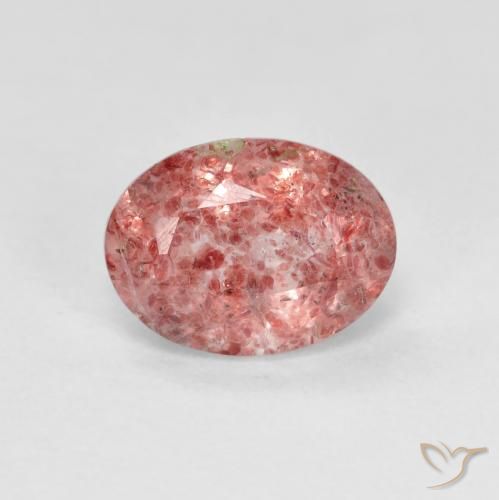 1.26ct Натуральный Малиново-розовый Клубничный кварц, Овал, Прозрачный