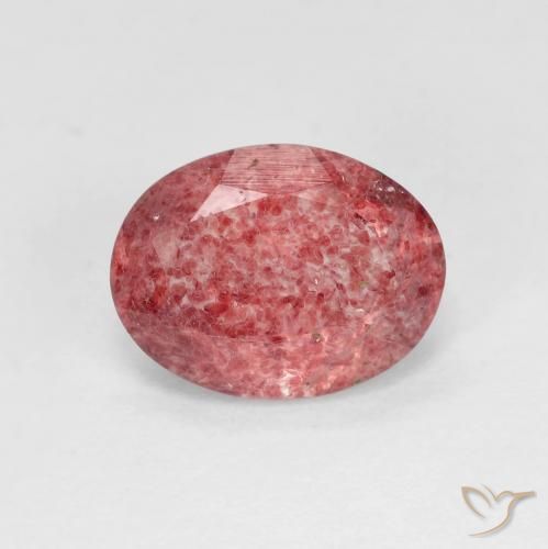 1.72ct Натуральный Ярко-красный Клубничный кварц, Овал, Прозрачный
