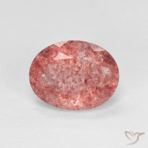 1.89ct Натуральный Ярко-красный Клубничный кварц, Овал, Прозрачный