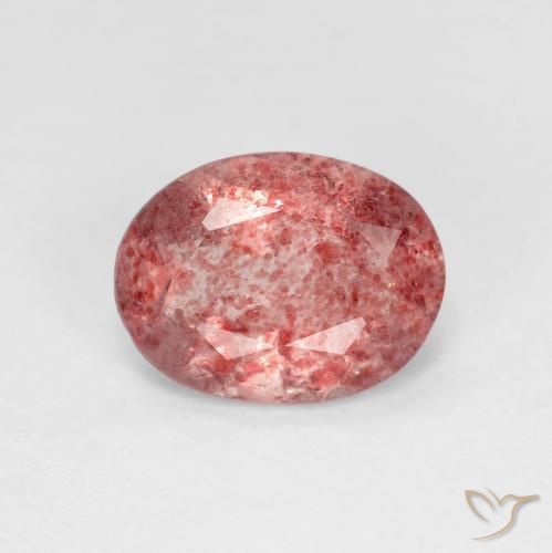 1.52ct Натуральный Средний красный Клубничный кварц, Овал, Прозрачный