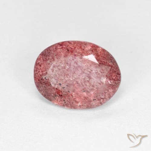 1.49ct Натуральный Интенсивный красный Клубничный кварц, Овал, Прозрачный
