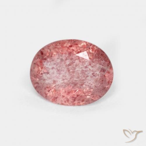 1.22ct Натуральный Ярко-красный Клубничный кварц, Овал, Прозрачный
